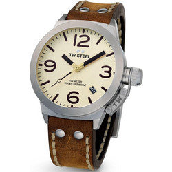 TW Steel Canteen Ανδρικό Ρολόι με Καφέ Δερμάτινο Λουράκι CS100