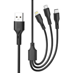 ΚΑΛΩΔΙΟ XO NB230 3 ΣΕ 1 USB ΣΕ TYPE-C/MICRO/LIGHTNING ΜΑΥΡΟ (1Μ)