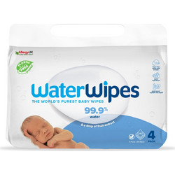 WaterWipes Μωρομάντηλα με Νερό Χωρίς Οινόπνευμα Άρωμα & Parabens 4x60τμχ