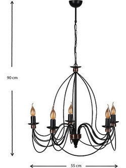 Megapap Rockstar Πολυέλαιος 5xE14 O55cm με Κεράκια Μαύρος GP031-0005Κωδικός: 34239826