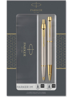Parker I.M Duo Brushed Metal RB+BP Σετ Στυλό Υγρής Μελάνης 2τμχ 1158.9024.56