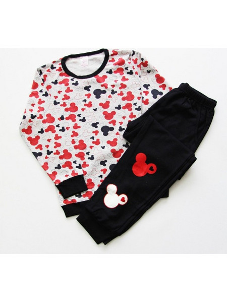 Happy Touch Mickey Παιδική Πιτζάμα Βαμβακερή Χειμωνιάτικη Μαύρη Λευκή 2020633