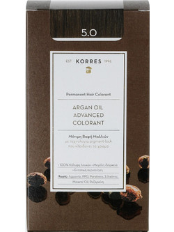 Korres Argan Oil Advanced Colorant 5.0 Καστανό Ανοιχτό Φυσικό Μόνιμη Βαφή Μαλλιών Χωρίς Αμμωνία 50ml