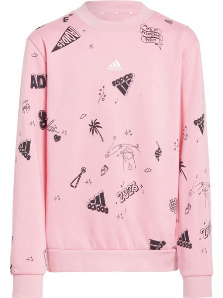Adidas Brand Love Allover Print Crew Παιδικό Φούτερ Ροζ IA1576