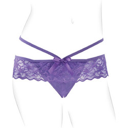 Pipedream Fantasy for Her Crotchless Panty Thrill-Her Δονητής Εσωρούχου για Ζευγάρια με Τηλεχειριστήριο Μωβ