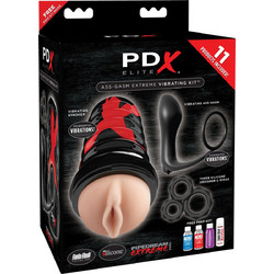 Pipedream PDX Elite Ass-gasm Vibrating Kit Pocket Pussy & Anal Αυνανιστήρι με Δόνηση Black
