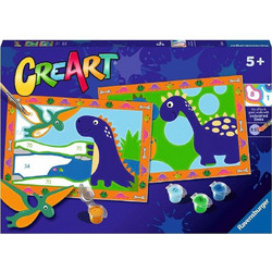 Ravensburger 23554 Creart Kids Ζωγραφική με Αριθμούς (Περιλαμβάνει Χρώματα,Πινέλο,Κορνίζα) Δεινόσαυροι Μεγάλο x2 για 7+ Ετών