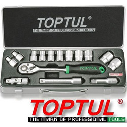 TOPTUL GCAD1502 Σετ καστανια 1/2 15τεμ με μεταλλική κασετίνα