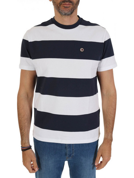 COLMAR T-SHIRT ΡΙΓΕ REGULAR FIT COMPOSITION ΜΠΛΕ-ΛΕΥΚΟ