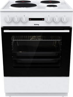Korting KE6A40WM Κουζίνα Ηλεκτρική 71lt με Εμαγιέ Εστίες 60cm