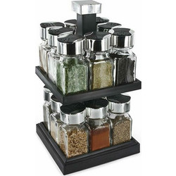 Cook Concept Θήκες Μπαχαρικών Γυάλινες σε Περιστρεφόμενη Βάση Μαύρη 17τμχ KB5755 3561865457554