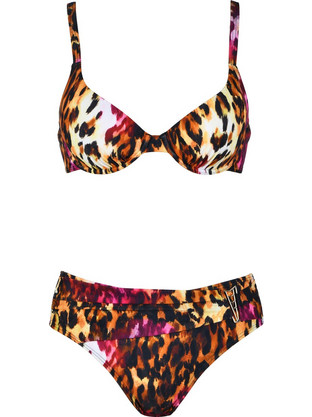 Naturana Bikini Set με Ενίσχυση Ψηλόμεσο Animal Print Καφέ 72638