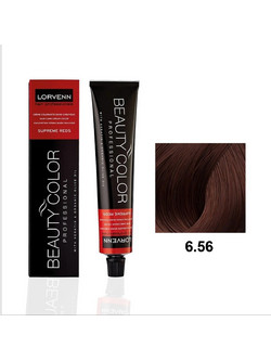 Lorvenn Beauty Color 6.56 Ξανθό Σκούρο Ακαζού Κόκκινο Μόνιμη Βαφή Μαλλιών 70ml