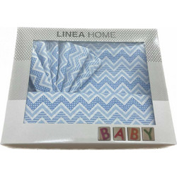 Linea Home Zic Zac Σετ Βρεφικά Σεντόνια Κούνιας Βαμβακερά 120x160 Ciel