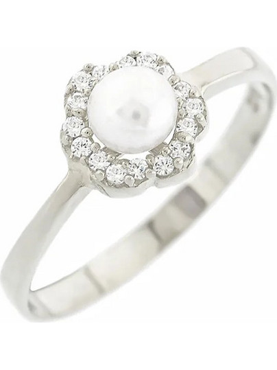 Million Diamonds Γυναικείο Δαχτυλίδι από Λευκόχρυσο 9K με Πέρλα RZ18227