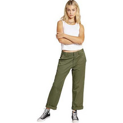 Volcom Υφασμάτινο Γυναικείο Παντελόνι Chino Boyfriend Εφαρμογή Χακί B1131905-ARC