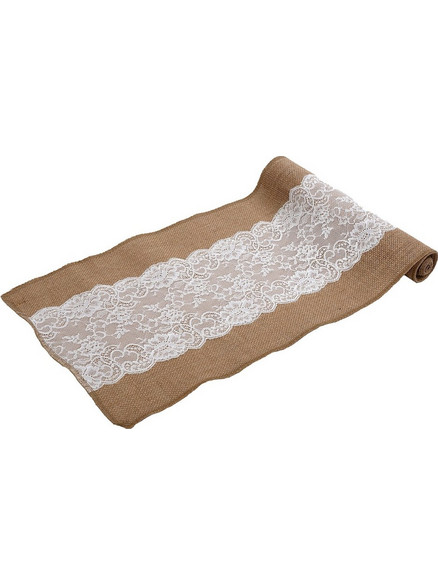 Espiel Τραβέρσα Μπεζ Με Λευκή Δαντέλα 180x30x0,2 Κωδικός: DYT105