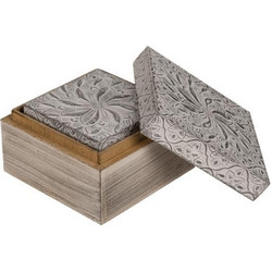 Κουτιά ξύλινα διακοσμητικά σετ 2 τεμαχίων Υ6x10x10εκ. - Υ4x7,5x7,5εκ. (Σετ 1τεμ)