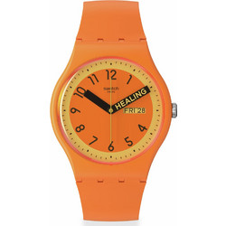 Swatch Γυναικείο Ρολόι με Πορτοκαλί Καουτσούκ Λουράκι SO29O700
