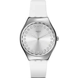 Swatch Γυναικείο Ρολόι με Λευκό Δερμάτινο Λουράκι SYXS143