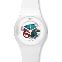 Swatch White Lacquered Γυναικείο Ρολόι με Λευκό Καουτσούκ Λουράκι SUOW100