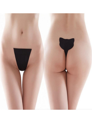 Bikini Adezivi fara Bretele, Forma Pisica Negru
