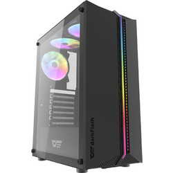 Darkflash DK151 Black Midi Tower Κουτί Υπολογιστή RGB με Πλαϊνό Παράθυρο