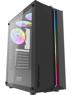Darkflash DK151 Black Midi Tower Κουτί Υπολογιστή RGB με Πλαϊνό Παράθυρο