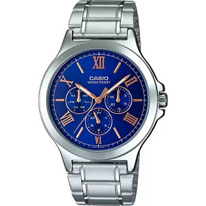 Casio Ανδρικό Ρολόι Χρονογράφος με Ασημί Μεταλλικό Μπρασελέ MTP-V300D-2A