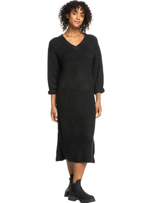 Roxy Midi Καθημερινό Φόρεμα Πλεκτό Μαύρο ERJKD03449-JVJ0