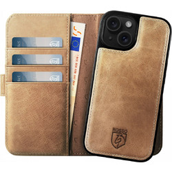 Rosso Elite - MagSafe Δερμάτινη Θήκη / Πορτοφόλι - Apple iPhone 14 - Light Brown (8719246420085)
