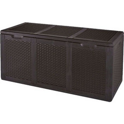 Μπαούλο Πλαστικό Αποθήκευσης Rattan Style 270lt Dark Brown 51x118.5x44.5cm - Gensini