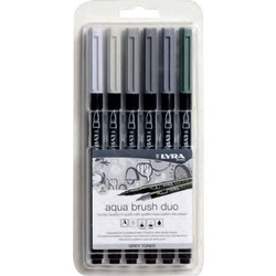 Lyra Aqua Brush Duo Μαρκαδόροι Ζωγραφικής Σετ 6 Χρώματα