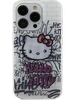 Hello Kitty IML Kitty On Bricks Graffiti case for iPhone 15 - white
