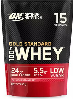 Optimum Nutrition Gold Standard 100% Whey Strawberry Πρωτεΐνη Ορού Γάλακτος Γράμμωσης 450gr
