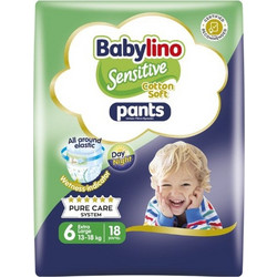 Babylino Sensitive Cotton Soft Pants Πάνες Βρακάκι No6 13-18Kg 18τμχ