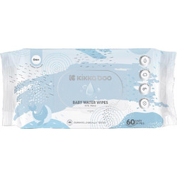 KikkaBoo Baby Water Μωρομάντηλα με Νερό Χωρίς Οινόπνευμα Άρωμα & Parabens 60τμχ