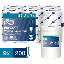 Mini Ρολό Centerfeed Λευκό 2φυλλο 67m 9 Τεμάχια Tork Reflex(TM) Wiping Paper Plus Mini 473474