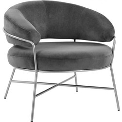 HomeMarkt Πολυθρόνα Βελούδινη Γκρι Trudi HM8639.01