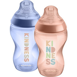 Tommee Tippee Be Kind Σετ Πλαστικά Μπιμπερό με Θηλή Σιλικόνης κατά των Κολικών 3m+ Blue Somon 2x340ml