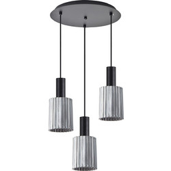 Home Lighting Κρεμαστό Φωτιστικό Οροφής Τρίφωτο E27 Μαύρο SE21-BL-4-3BL-GL1 77-8487
