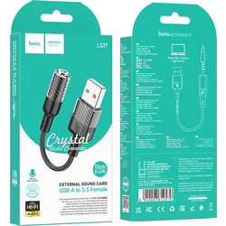 Μετατροπέας Ήχου USB Αρσενικό σε 3.5mm Jack Θηλυκό Hoco LS37 Μαύρος