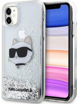 Karl Lagerfeld Glitter Choupette Head Back Cover Silver (iPhone 11)