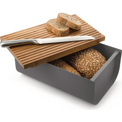 Μεταλλική ψωμιέρα με καπάκι bamboo Alessi Mattina BG03.DG