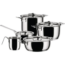 Alessi Pots & Pan Σετ Μαγειρικά Σκεύη από Ανοξείδωτο Ατσάλι 9τμχ AJM100S9