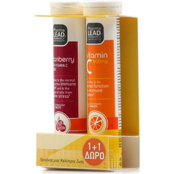 Pharmalead Cranberry Βιταμίνη C & Ψευδάργυρος 20s + Βιταμίνη C 1000mg 20 Αναβράζοντα Δισκία