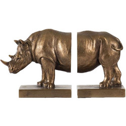 Artekko Rhino Βιβλιοστάτες Ρινόκερος Ρητίνης (34x15.3x20.4)cm Σετ/2 Χρυσό
