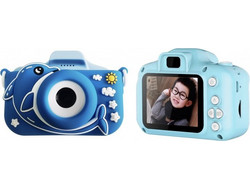 ASAKY KIDS PHOTO CAMERA DIGITAL BUBBLE MICRO SD 2IPS HD SCREEN BLUE + COVER DELFINO