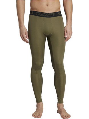Adidas Techfit Ανδρικό Κολάν Μακρύ Χακί IM3411