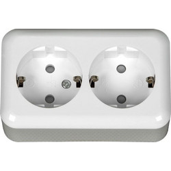 VK Lighting VK/10043 Διπλή Εξωτερική Πρίζα Ρεύματος Λευκή 13081-013639